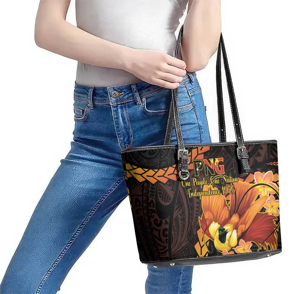 Papua New Guinea Independence Day Leather Tote Bag 50th Anniversary Papua Niu Gini Bird Of Paradise LT14 - Polynesian Pride