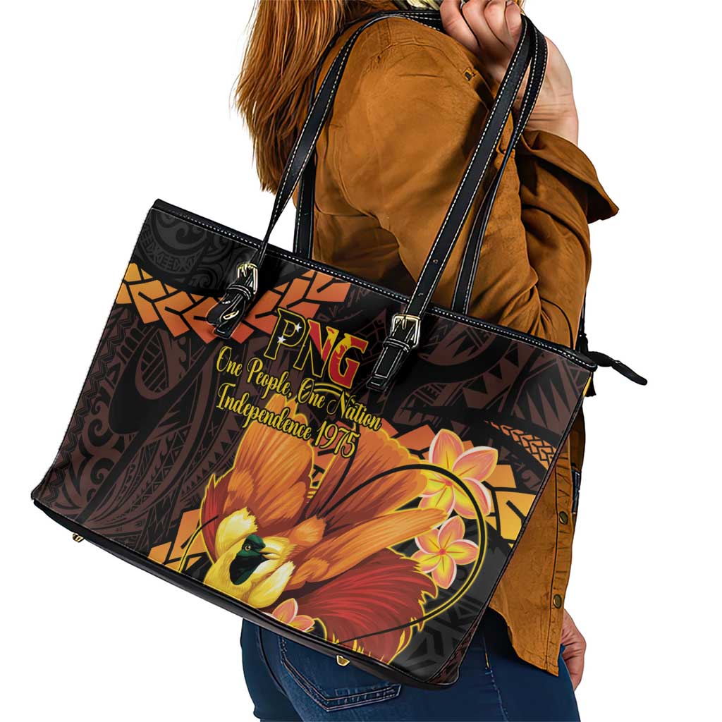 Papua New Guinea Independence Day Leather Tote Bag 50th Anniversary Papua Niu Gini Bird Of Paradise LT14 - Polynesian Pride