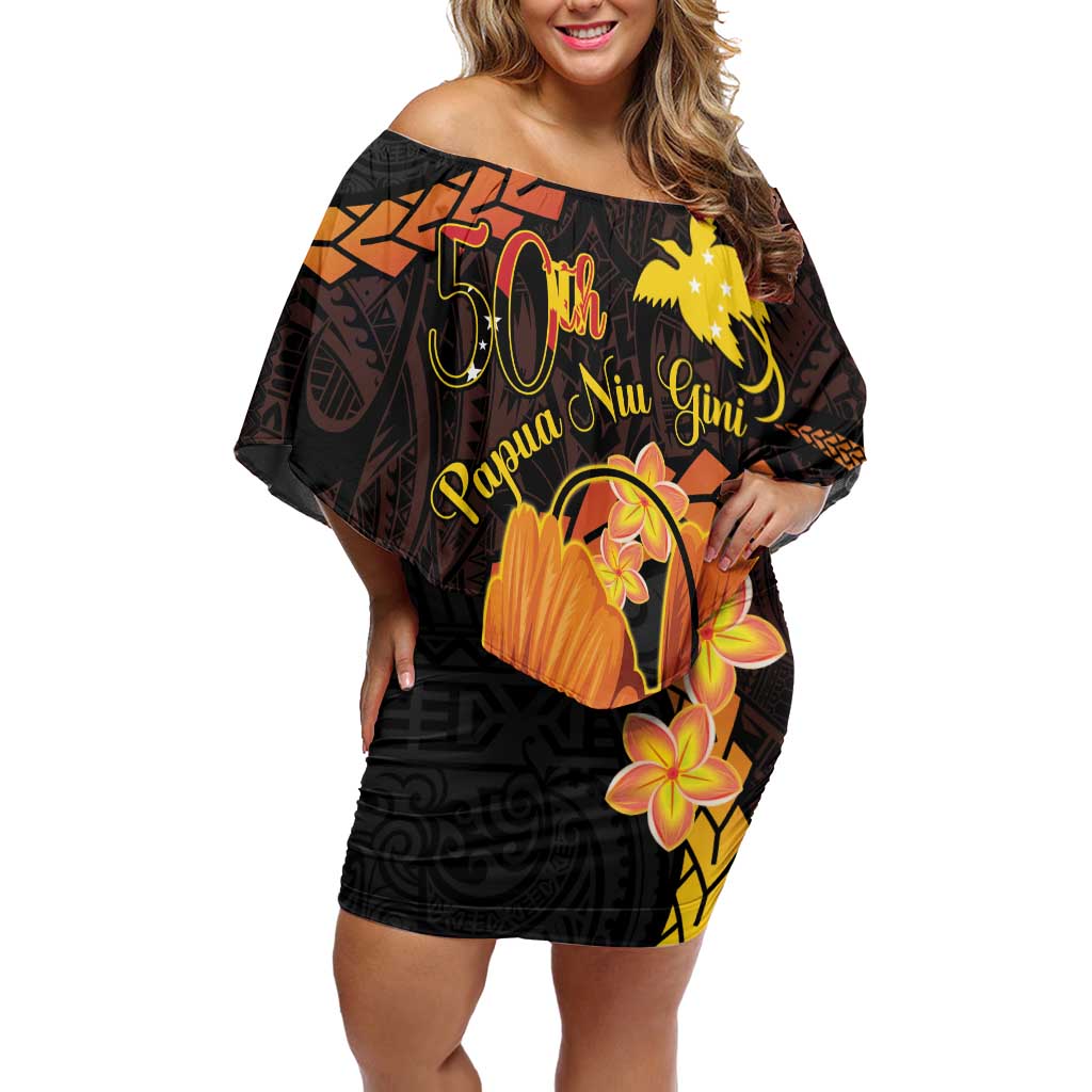 Papua New Guinea Independence Day Off Shoulder Short Dress 50th Anniversary Papua Niu Gini Bird Of Paradise LT14