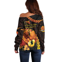 Papua New Guinea Independence Day Off Shoulder Sweater 50th Anniversary Papua Niu Gini Bird Of Paradise LT14 - Polynesian Pride