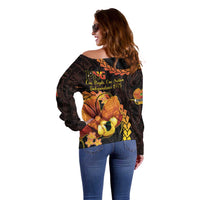 Papua New Guinea Independence Day Off Shoulder Sweater 50th Anniversary Papua Niu Gini Bird Of Paradise LT14 - Polynesian Pride
