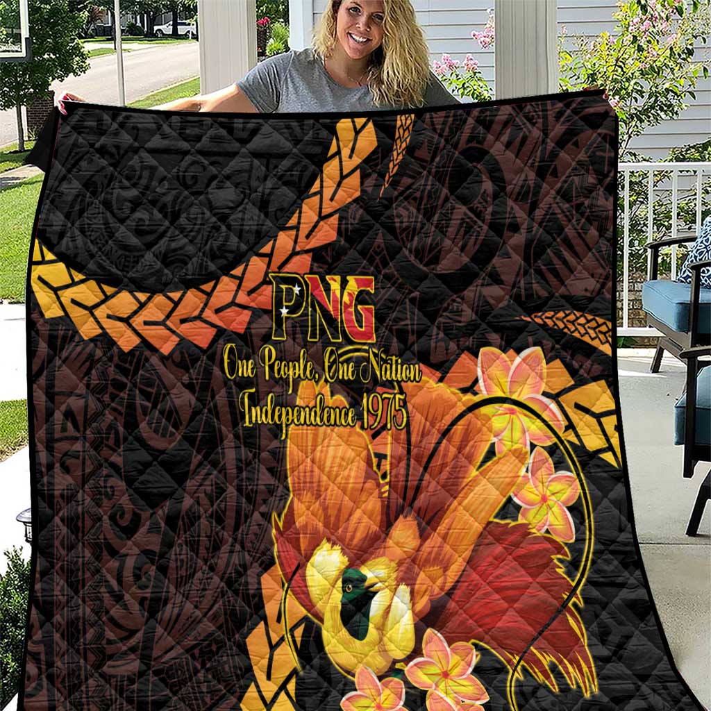 Papua New Guinea Independence Day Quilt 50th Anniversary Papua Niu Gini Bird Of Paradise LT14 Black - Polynesian Pride