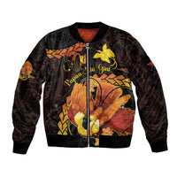 Papua New Guinea Independence Day Sleeve Zip Bomber Jacket 50th Anniversary Papua Niu Gini Bird Of Paradise LT14 Unisex Black - Polynesian Pride
