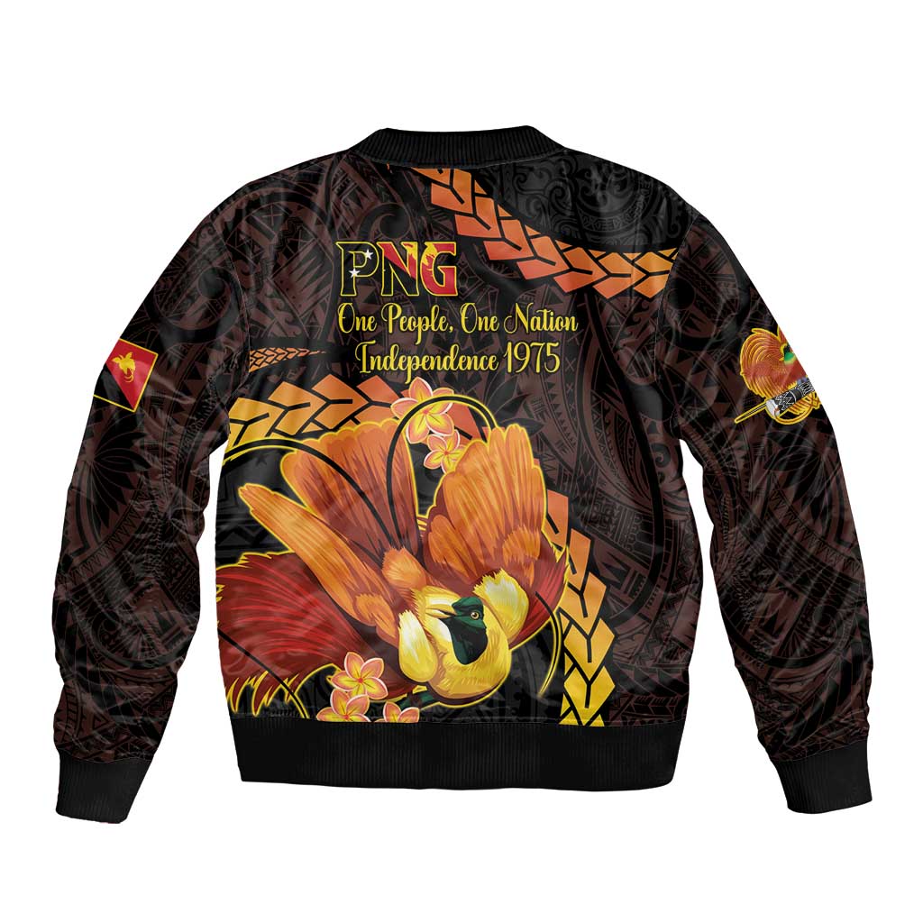 Papua New Guinea Independence Day Sleeve Zip Bomber Jacket 50th Anniversary Papua Niu Gini Bird Of Paradise LT14 - Polynesian Pride
