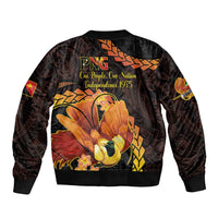 Papua New Guinea Independence Day Sleeve Zip Bomber Jacket 50th Anniversary Papua Niu Gini Bird Of Paradise LT14 - Polynesian Pride