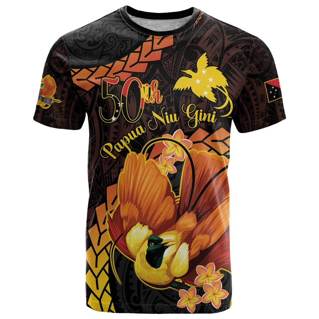 Papua New Guinea Independence Day T Shirt 50th Anniversary Papua Niu Gini Bird Of Paradise LT14 Black - Polynesian Pride