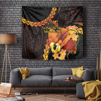 Papua New Guinea Independence Day Tapestry 50th Anniversary Papua Niu Gini Bird Of Paradise LT14 Black - Polynesian Pride