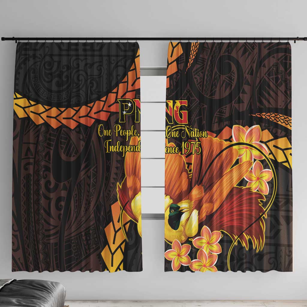 Papua New Guinea Independence Day Window Curtain 50th Anniversary Papua Niu Gini Bird Of Paradise LT14 With Hooks Black - Polynesian Pride