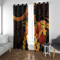 Papua New Guinea Independence Day Window Curtain 50th Anniversary Papua Niu Gini Bird Of Paradise LT14 With Grommets Black - Polynesian Pride