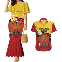 Papua New Guinea Independence Day Couples Matching Mermaid Dress and Hawaiian Shirt Since 1975 Unity In Diversity LT14 Red - Polynesian Pride