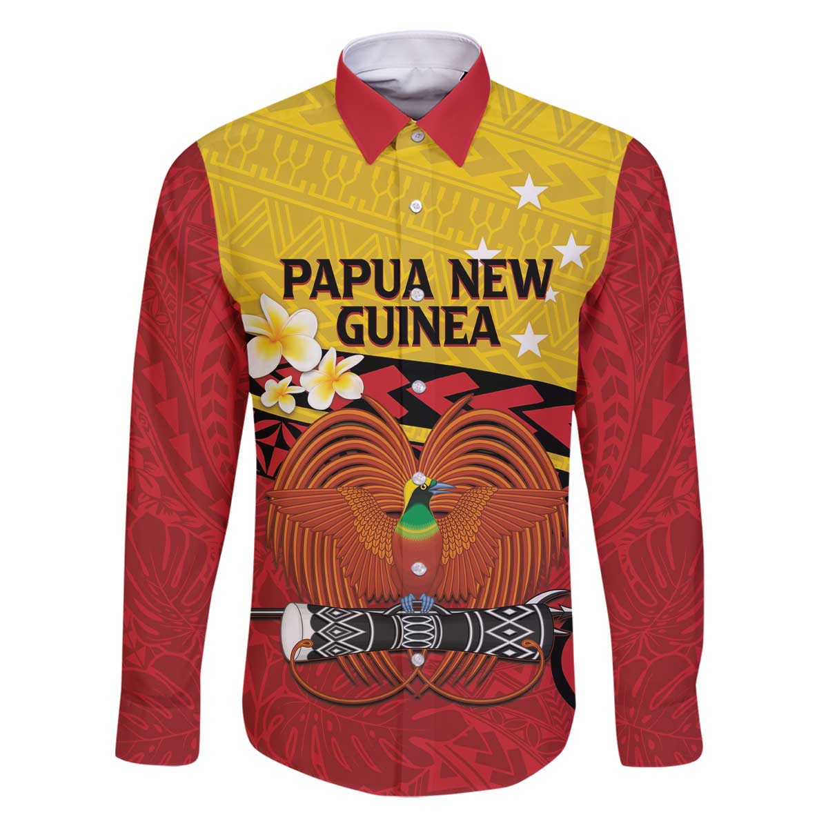 Papua New Guinea Independence Day Family Matching Puletasi and Hawaiian Shirt Since 1975 Unity In Diversity LT14 Dad's Shirt - Long Sleeve Red - Polynesian Pride