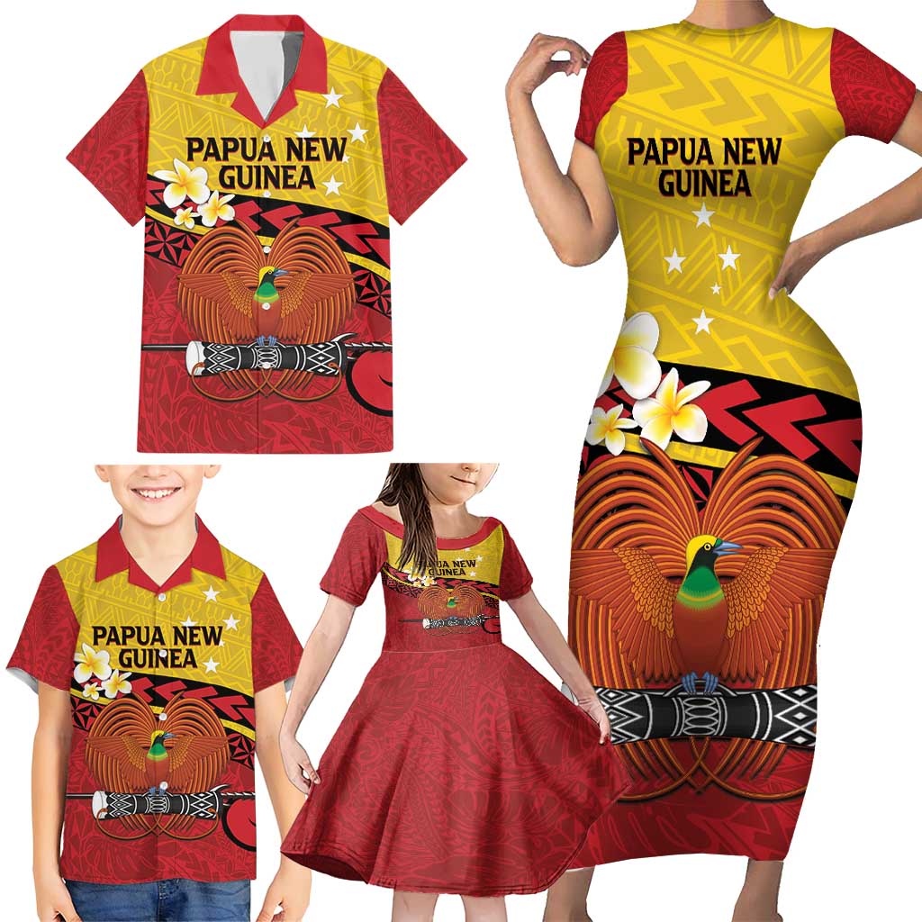 Papua New Guinea Independence Day Family Matching Short Sleeve Bodycon Dress and Hawaiian Shirt Since 1975 Unity In Diversity LT14 - Polynesian Pride