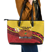 Papua New Guinea Independence Day Leather Tote Bag Since 1975 Unity In Diversity LT14 - Polynesian Pride