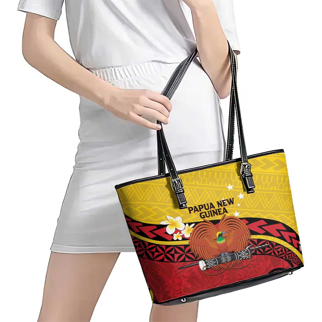 Papua New Guinea Independence Day Leather Tote Bag Since 1975 Unity In Diversity LT14 - Polynesian Pride