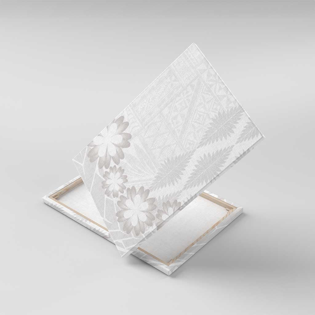 Tonga White Sunday Canvas Wall Art Manuia le Aso Sa o Tamaiti Heilala With Ngatu Pattern