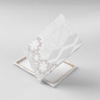 Tonga White Sunday Canvas Wall Art Manuia le Aso Sa o Tamaiti Heilala With Ngatu Pattern