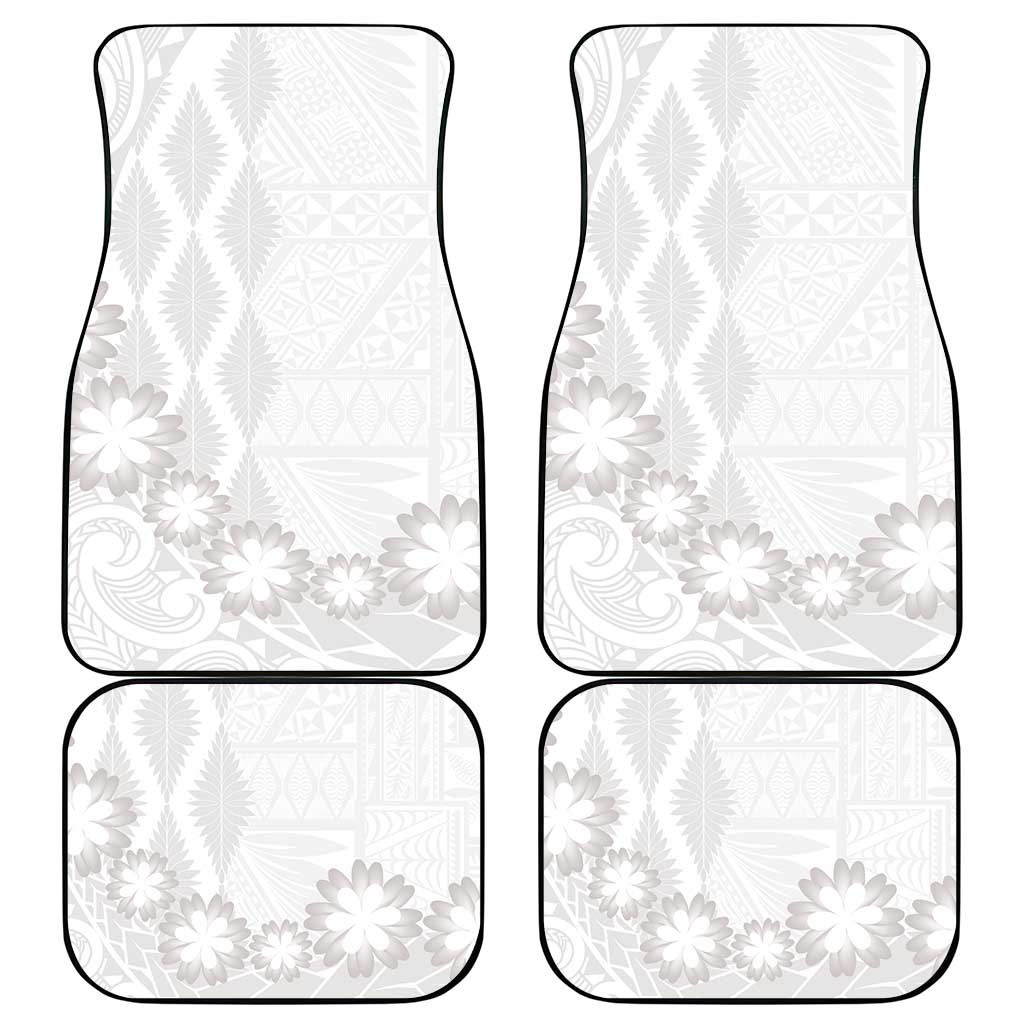 Tonga White Sunday Car Mats Manuia le Aso Sa o Tamaiti Heilala With Ngatu Pattern