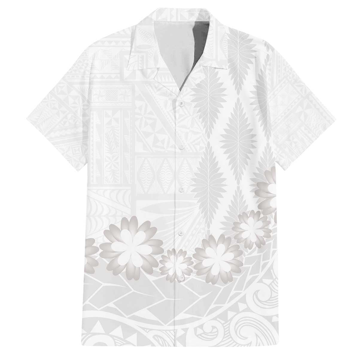 Tonga White Sunday Family Matching Puletasi and Hawaiian Shirt Manuia le Aso Sa o Tamaiti Heilala With Ngatu Pattern