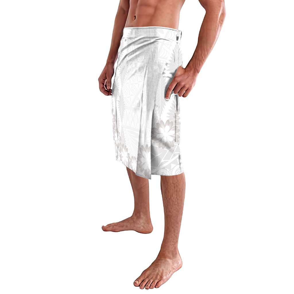 Tonga White Sunday Lavalava Manuia le Aso Sa o Tamaiti Heilala With Ngatu Pattern