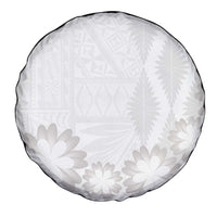 Tonga White Sunday Spare Tire Cover Manuia le Aso Sa o Tamaiti Heilala With Ngatu Pattern
