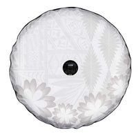 Tonga White Sunday Spare Tire Cover Manuia le Aso Sa o Tamaiti Heilala With Ngatu Pattern