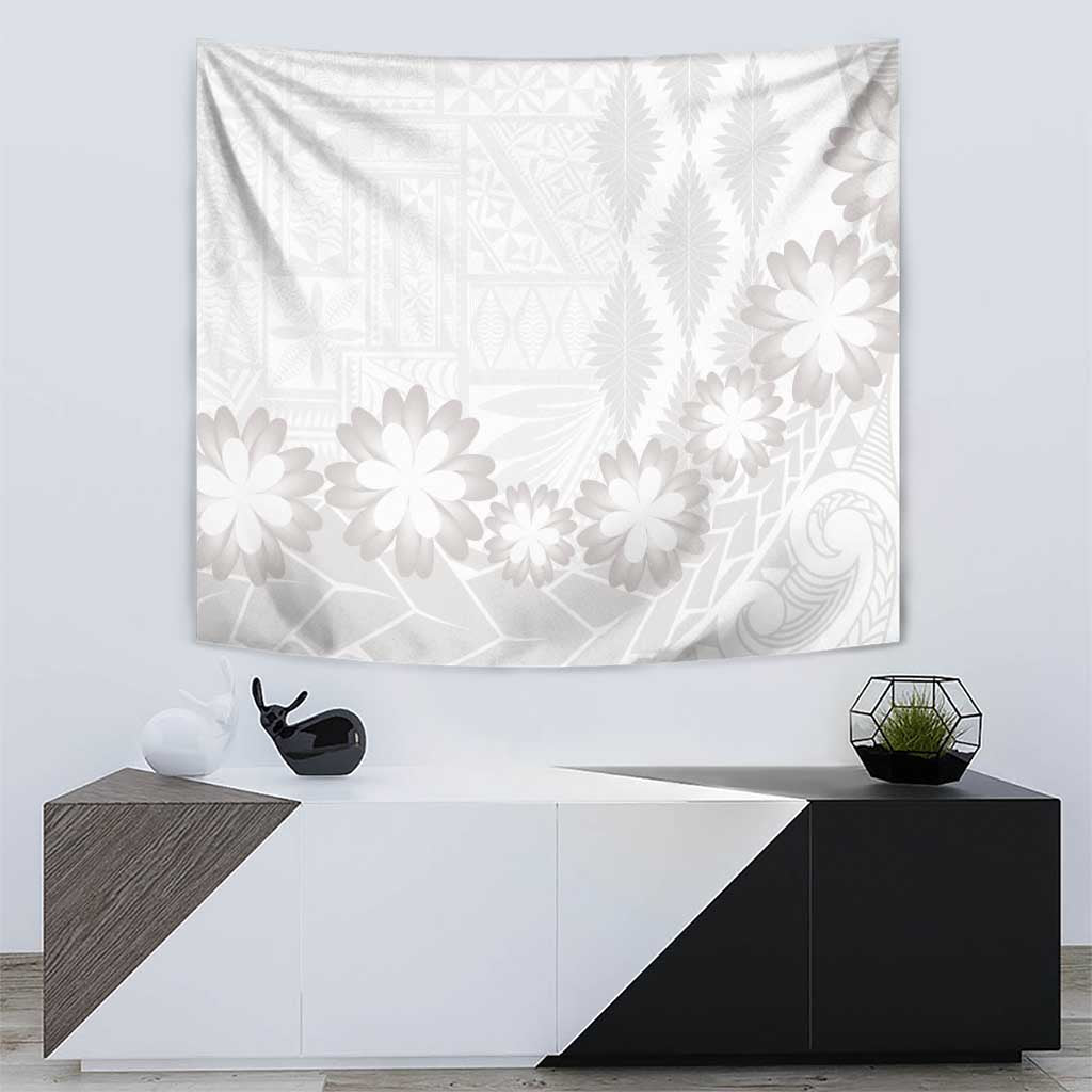 Tonga White Sunday Tapestry Manuia le Aso Sa o Tamaiti Heilala With Ngatu Pattern