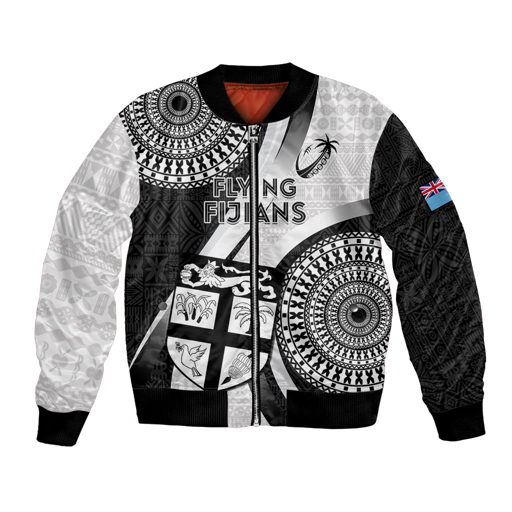 Fiji Rugby Bomber Jacket World Cup 2023 Go Champions Fijian Tapa Black Version LT14 Unisex Black - Polynesian Pride