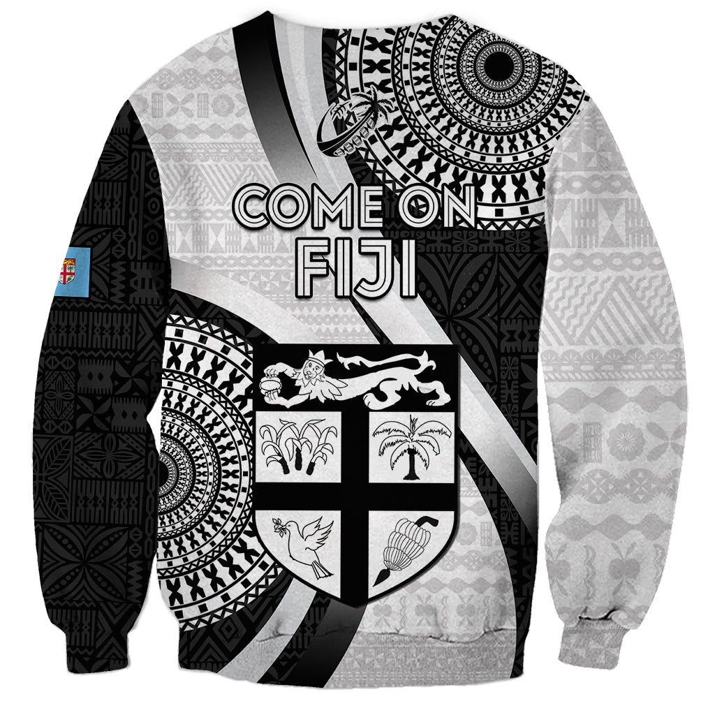 Fiji Rugby Sweatshirt World Cup 2023 Go Champions Fijian Tapa Black Version LT14 - Polynesian Pride