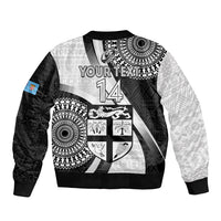Custom Fiji Rugby Bomber Jacket World Cup 2023 Go Champions Fijian Tapa Black Version LT14 - Polynesian Pride