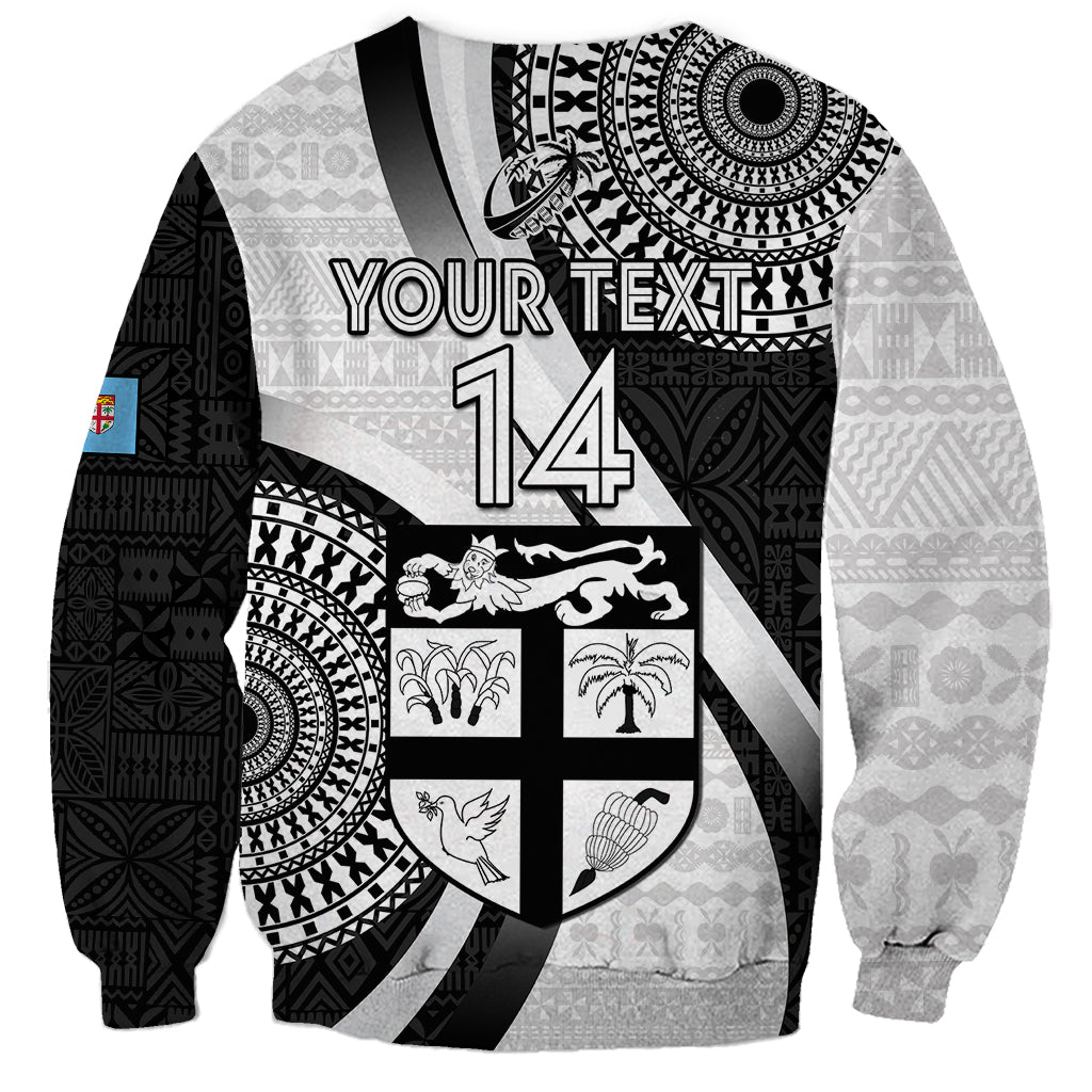 Custom Fiji Rugby Sweatshirt World Cup 2023 Go Champions Fijian Tapa Black Version LT14 - Polynesian Pride