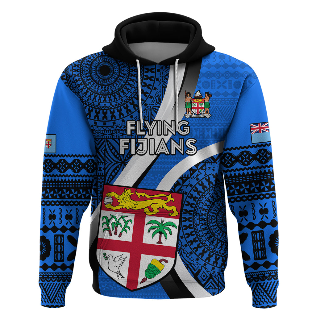 Custom Fiji Rugby Hoodie World Cup 2023 Go Champions Fijian Tapa Blue Version LT14 Pullover Hoodie Blue - Polynesian Pride