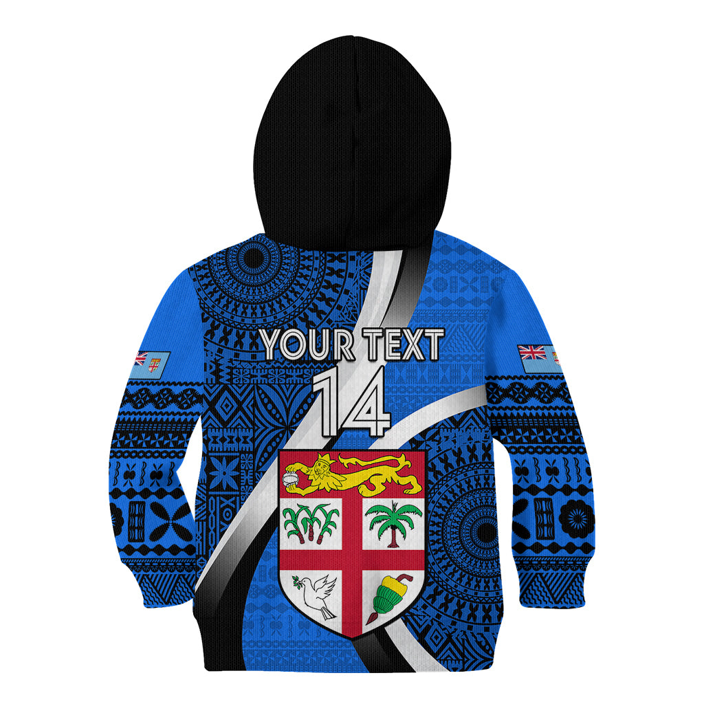 Custom Fiji Rugby Kid Hoodie World Cup 2023 Go Champions Fijian Tapa Blue Version LT14 - Polynesian Pride