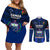 Custom Samoa Rugby Couples Matching Off Shoulder Short Dress and Long Sleeve Button Shirts World Cup 2023 Go Champions Manu Samoa LT14 Blue - Polynesian Pride