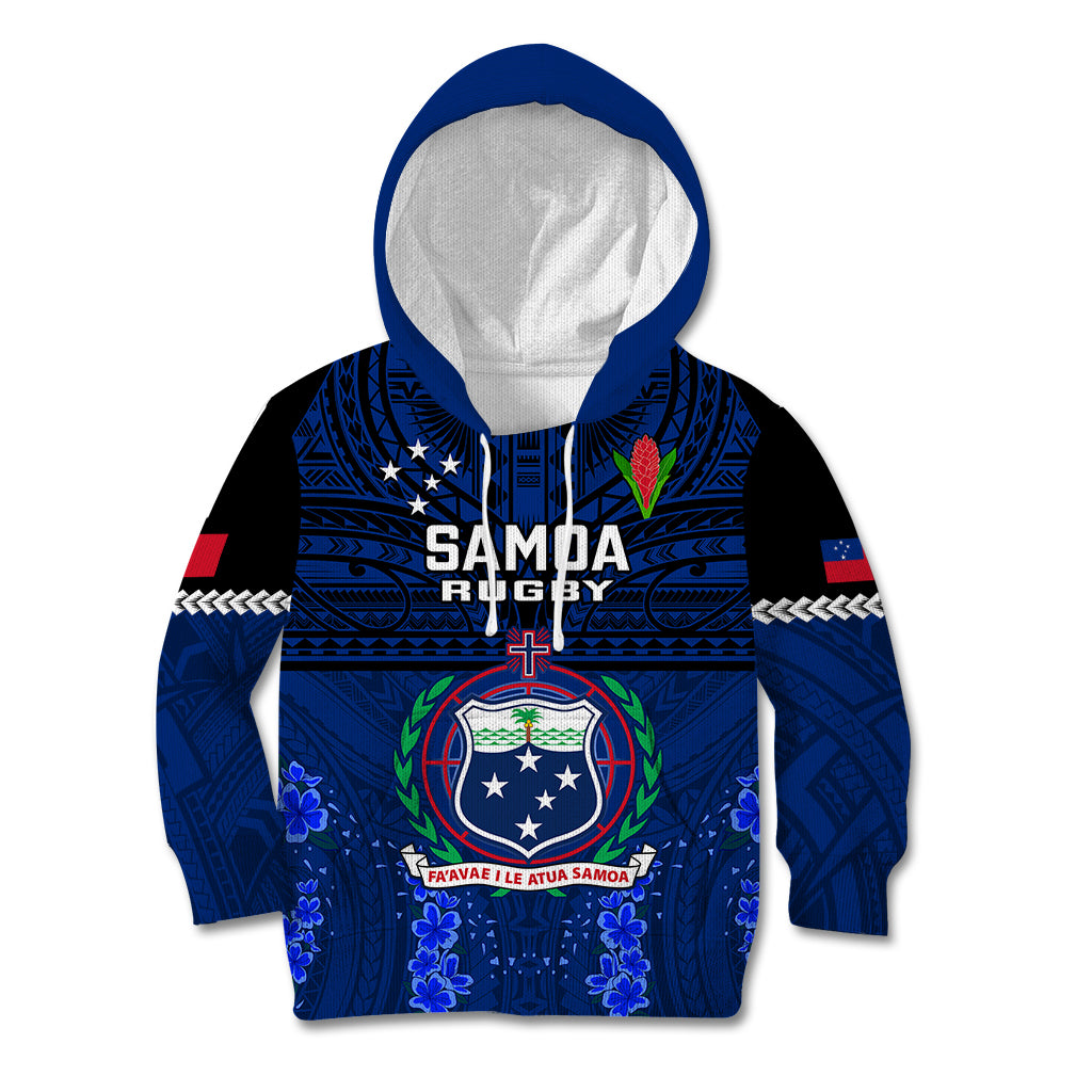 Custom Samoa Rugby Kid Hoodie World Cup 2023 Go Champions Manu Samoa LT14 Blue - Polynesian Pride