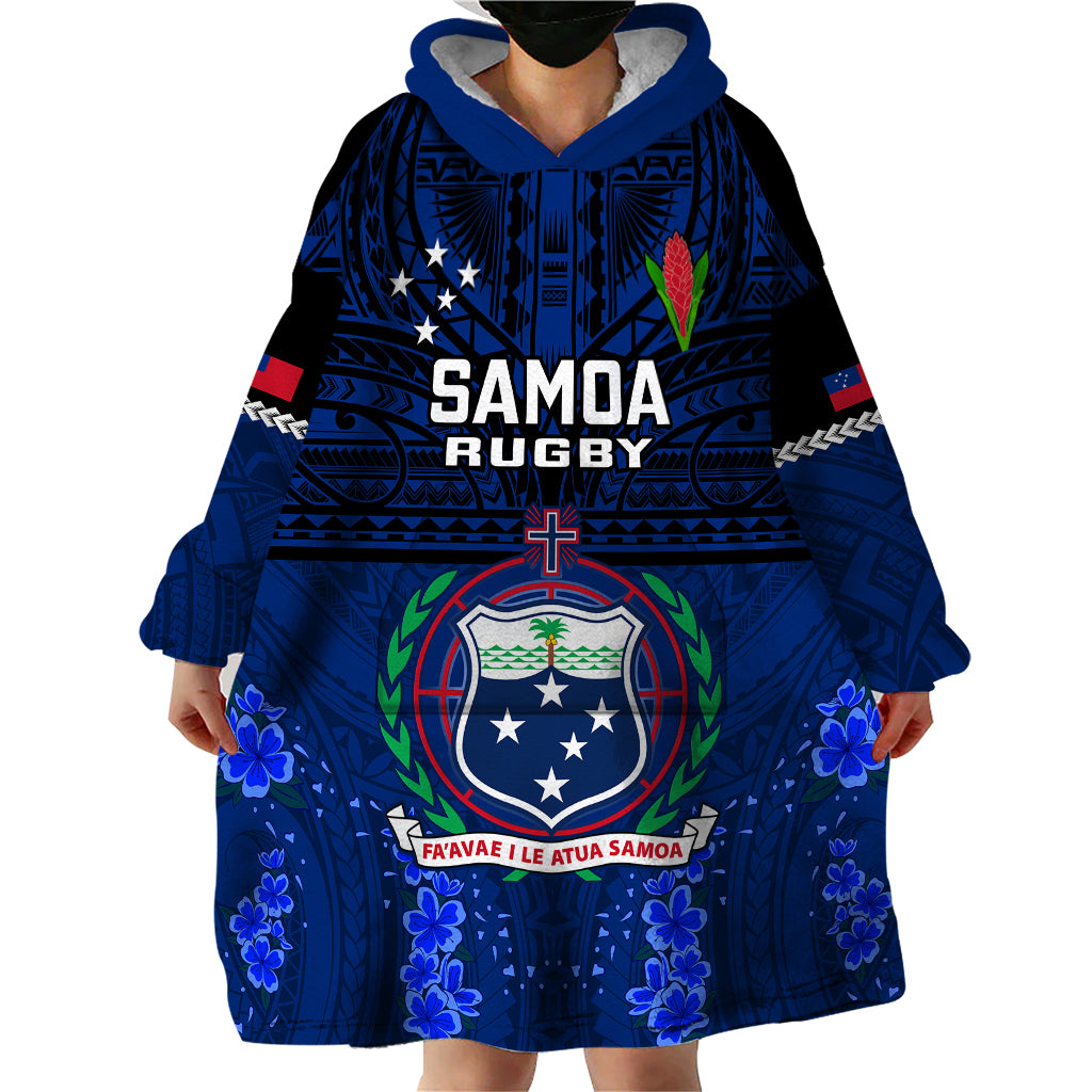 Custom Samoa Rugby Wearable Blanket Hoodie World Cup 2023 Go Champions Manu Samoa LT14 - Polynesian Pride