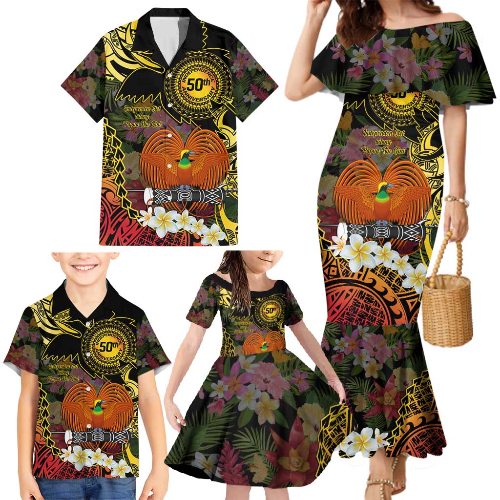 Papua New Guinea 50th Independence Anniversary Family Matching Mermaid Dress and Hawaiian Shirt Independen Stet bilong Papua Niu Gini LT14 - Polynesian Pride