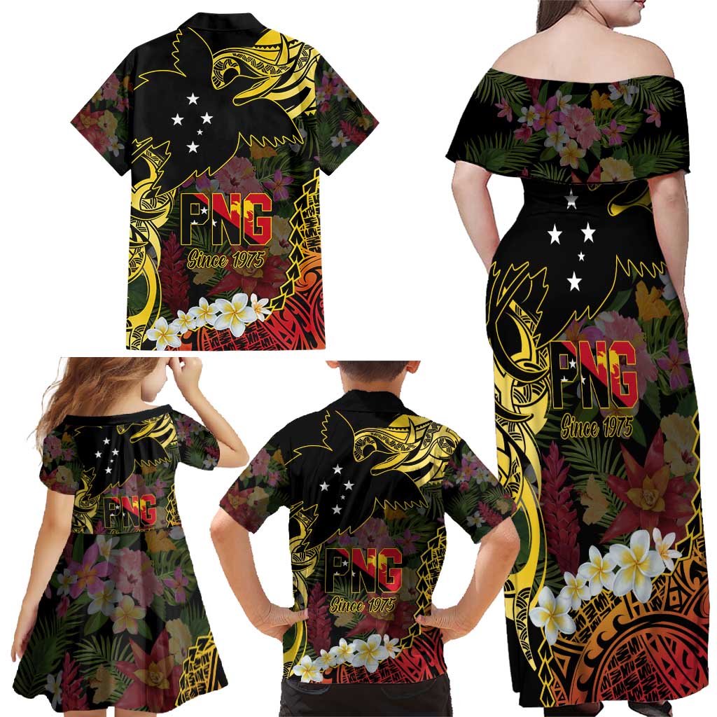 Papua New Guinea 50th Independence Anniversary Family Matching Off Shoulder Maxi Dress and Hawaiian Shirt Independen Stet bilong Papua Niu Gini LT14 - Polynesian Pride