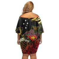 Papua New Guinea 50th Independence Anniversary Family Matching Off Shoulder Short Dress and Hawaiian Shirt Independen Stet bilong Papua Niu Gini LT14 - Polynesian Pride