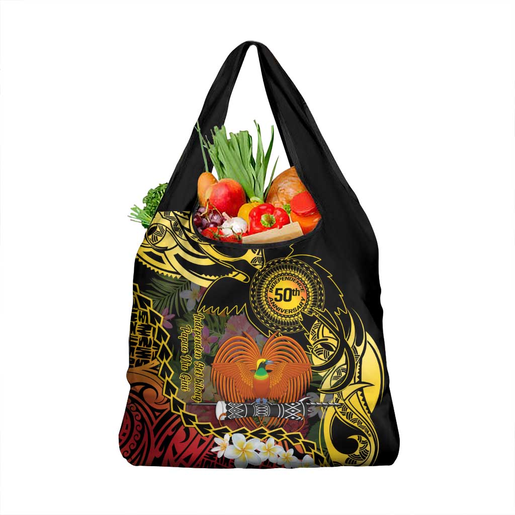 Papua New Guinea 50th Independence Anniversary Grocery Bag Independen Stet bilong Papua Niu Gini LT14 1-pack One Size Black - Polynesian Pride