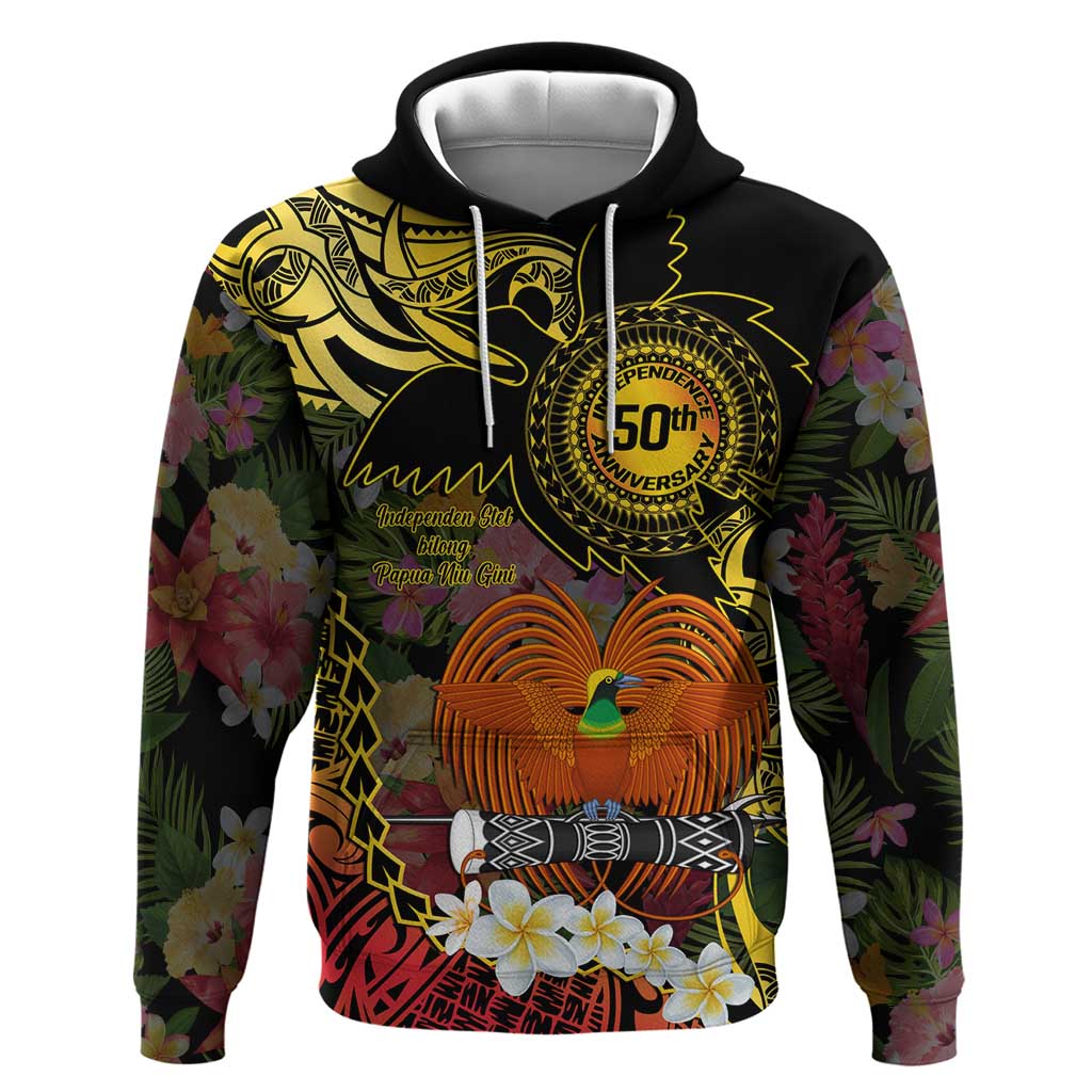 Papua New Guinea 50th Independence Anniversary Hoodie Independen Stet bilong Papua Niu Gini LT14 Pullover Hoodie Black - Polynesian Pride