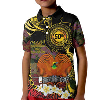 Papua New Guinea 50th Independence Anniversary Kid Polo Shirt Independen Stet bilong Papua Niu Gini LT14 Kid Black - Polynesian Pride