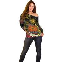 Papua New Guinea 50th Independence Anniversary Off Shoulder Sweater Independen Stet bilong Papua Niu Gini LT14 - Polynesian Pride