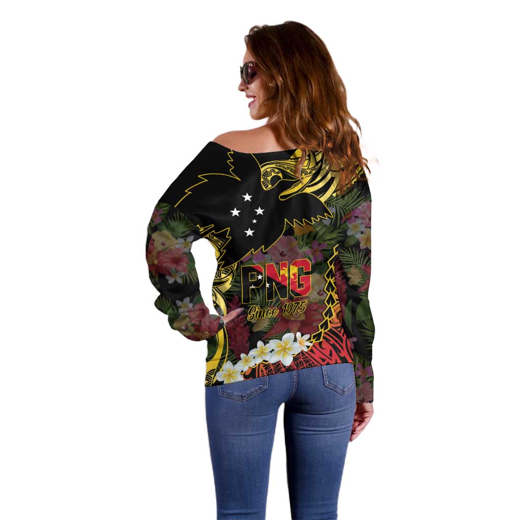 Papua New Guinea 50th Independence Anniversary Off Shoulder Sweater Independen Stet bilong Papua Niu Gini LT14 - Polynesian Pride