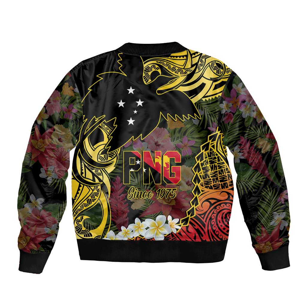 Papua New Guinea 50th Independence Anniversary Sleeve Zip Bomber Jacket Independen Stet bilong Papua Niu Gini LT14 - Polynesian Pride