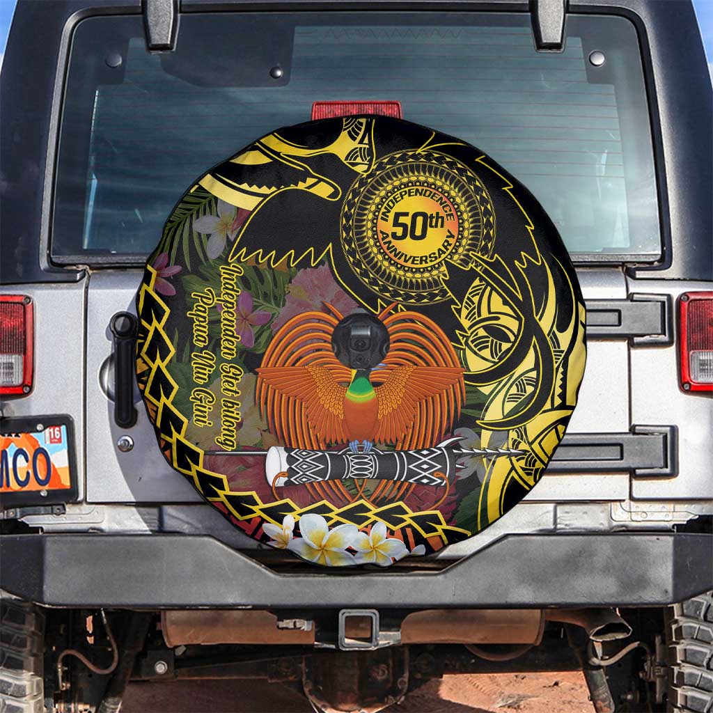 Papua New Guinea 50th Independence Anniversary Spare Tire Cover Independen Stet bilong Papua Niu Gini LT14 Black - Polynesian Pride