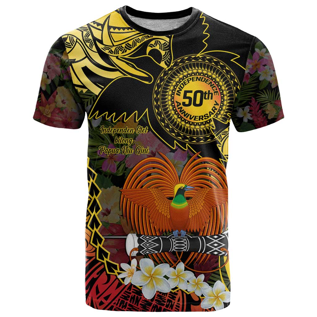 Papua New Guinea 50th Independence Anniversary T Shirt Independen Stet bilong Papua Niu Gini LT14 Black - Polynesian Pride