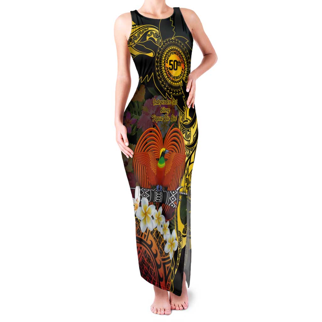 Papua New Guinea 50th Independence Anniversary Tank Maxi Dress Independen Stet bilong Papua Niu Gini LT14 Women Black - Polynesian Pride