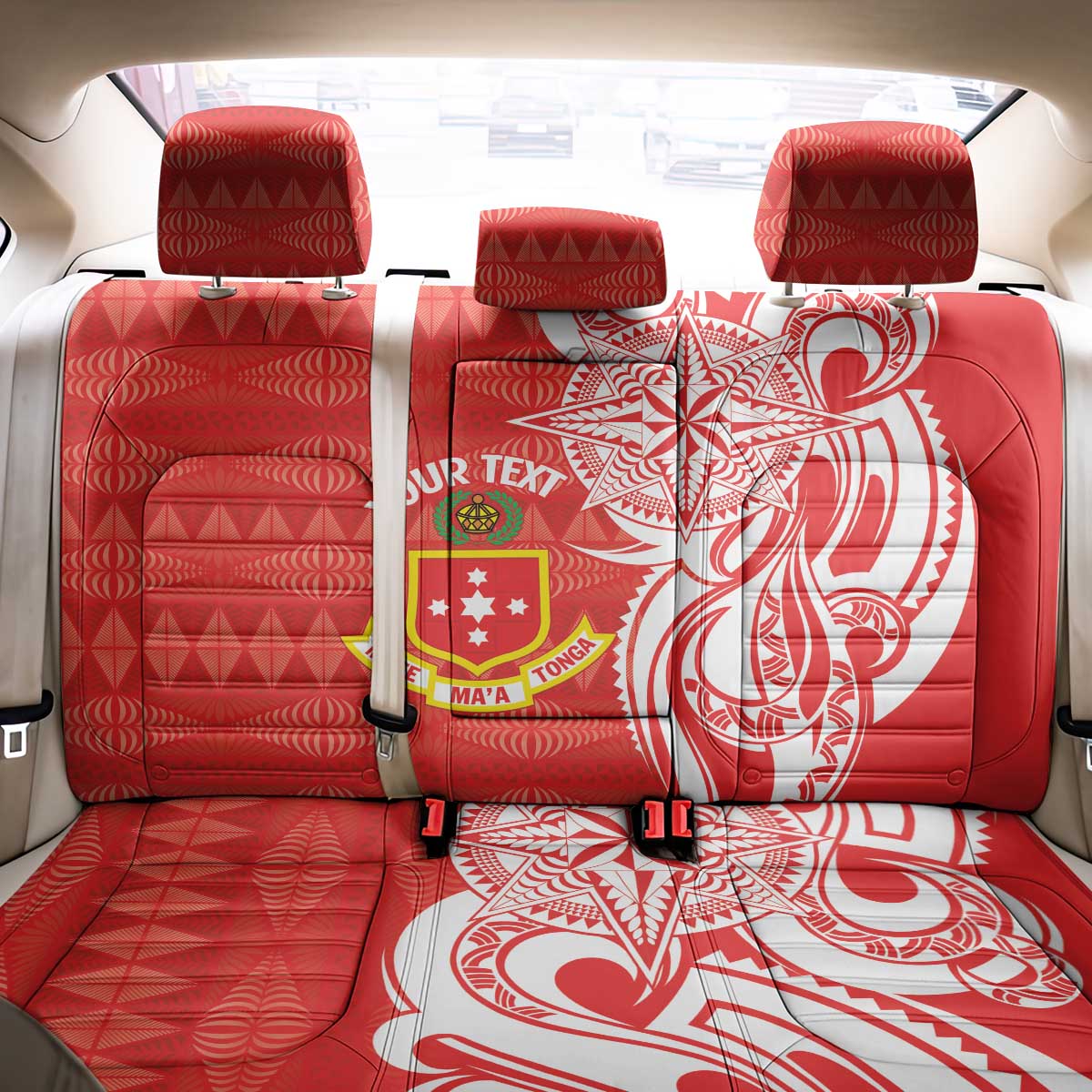 Personalised Kolisi Tonga Back Car Seat Cover Mate Maa Tonga Ngatu Pattern LT14 - Polynesian Pride