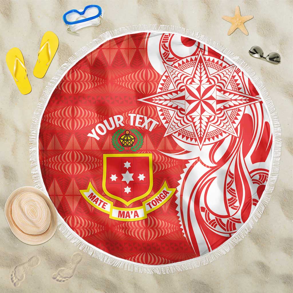 Personalised Kolisi Tonga Beach Blanket Mate Maa Tonga Ngatu Pattern LT14 One Size 150cm Red - Polynesian Pride