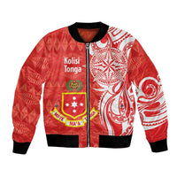 Personalised Kolisi Tonga Bomber Jacket Mate Maa Tonga Ngatu Pattern LT14 Unisex Red - Polynesian Pride